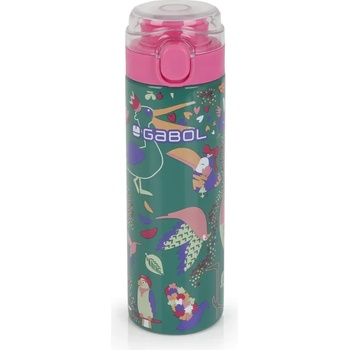Gabol Бутилка за вода Gabol стоманена Vida - 600 мл. - Зелена с принт