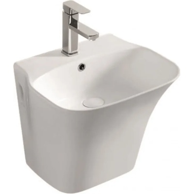 Inter Ceramic Мивка за баня Лис 48х42 см, с полуконзола за стена, бяла (4637)