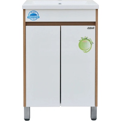 Inter ceramic МЕБЕЛ ЗА БАНЯ С АКРИЛЕН УМИВАЛНИК icp5038 50х39х85 КРАЧЕТА ДЪРВО/БЯЛ (icp5038)