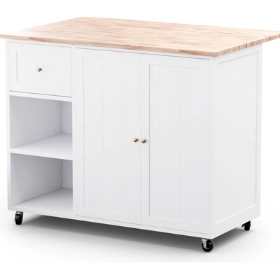 Blumfeldt Etsu servírovací vozík výsuvná pracovní deska 2 zásuvky 2 dvířka s parkovací brzdou Bílá – Zboží Dáma Blumfeldt Etsu servírovací vozík výsuvná pracovní deska 2 zásuvky 2 dvířka s parkovací brzdou Bílá – Zboží Dáma