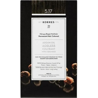 KORRES Нова трайна боя за бели коси с Арган & Серамиди светло кафяво , Korres Argan Oil Ageless Colorant 50ml 5.17 Brown Light Beige Hair Colorant For White Hair