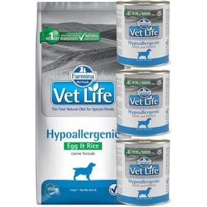 Farmina Vet Life Dog Хипоалергенна яйца и ориз 12кг + Farmina Hypoallergenic 3x300 г
