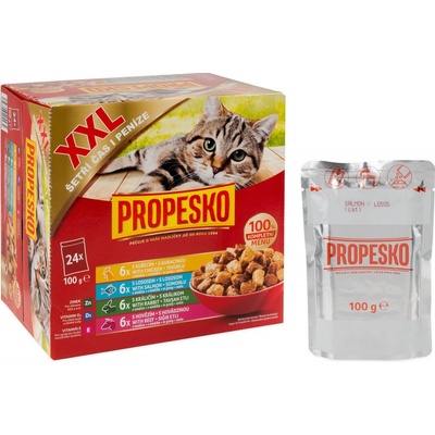 Propesko cat kuřecí hovězí losos kralík 24 x 100 g