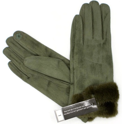 Krumlovanka Olivové zimní rukavice s podšívkou mikroplyš P-17175-7