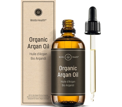 WoldoHealth Arganový olej 100% bio z Maroka lisovaný za studena vegan sérum s arganovým olejem proti stárnutí péče o obličej a tělový olej 100 ml