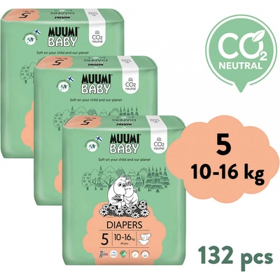 Muumi Baby 5 Maxi+ 10-16 kg eko 132 ks