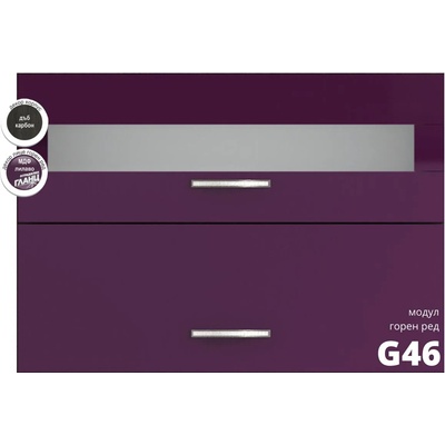 Голд - Аполо Горен кухненски шкаф с клапващи витрина и врата Елинор g46 МДФ 100 см