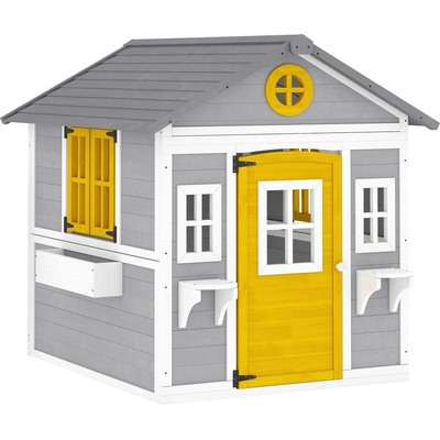 Outsunny Playhouse dřevěný domeček s dveřmi šedý