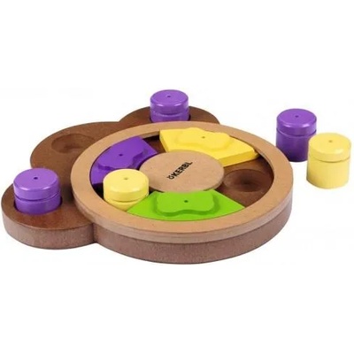 Kerbl Wooden Puzzle Interactive - Интерактивна играчка за куче с конуси и бутони, възможност за лакомства - Германия - 82260