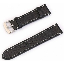 Deveroux Kožený řemínek PD012, spona - Černý - 22mm DEV0133