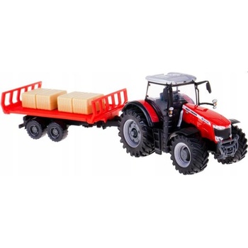 Bburago Bburago 10см Фермерски трактор Massey Ferguson 8740S с ремарке за бали