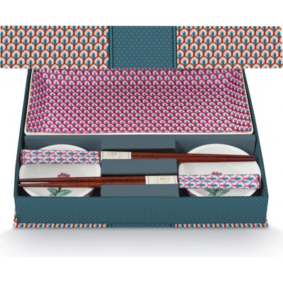 PIP Studio Sushi set Round Flower Festival Oriental modrá sada 6 ks