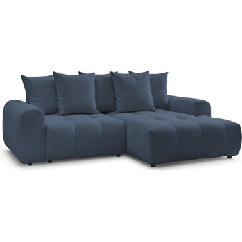 Bobochic Син шенилов разтегателен ъглов диван с място за съхранение (десен ъгъл) Roxelane - Bobochic Paris (108422)