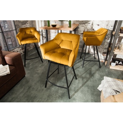 FurniGO Loft samet hořčicově žlutá