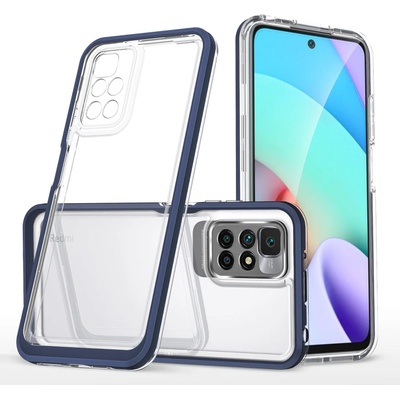 HQWear Прозрачен кейс 3в1 за Xiaomi Redmi 10 с гел рамка, син (9145576243091)