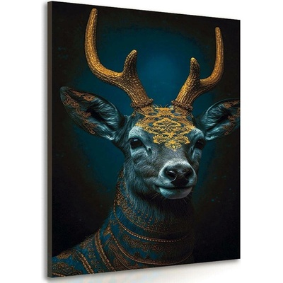 Obraz modro-zlatý jelen - 80x120