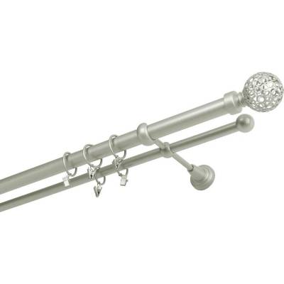 HEBR Garnýž Koule retro stříbrná mat dvojitá 150 cm
