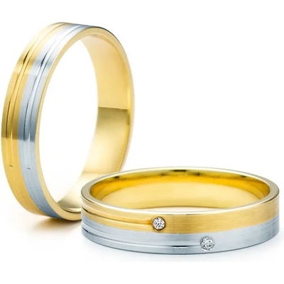 SAVICKI Сватбени халки: двуцветно злато, плоски. 4 мм