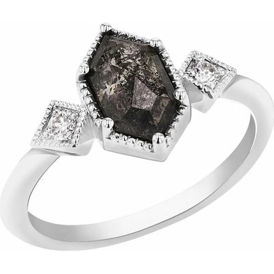 Eppi Prsteň s hexagon salt and pepper diamantom Slamet R43623