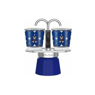 Bialetti Joyful Christmas Mini Express 2 + 2 šálky modrý