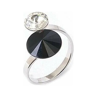 Swarovski Elements Rivoli vlepený krystal Prsten černo bílý 35050.1 Crystal / Jet
