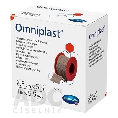 Omniplast fixačná náplasť z textilu na cievke 2,5 cm x 5 m 1 ks