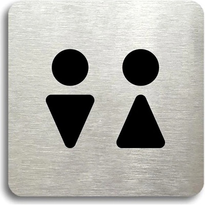 Accept Piktogram „WC muži, ženy II" (80 × 80 mm) (strieborná tabuľka – čierna tlač bez rámčeka)