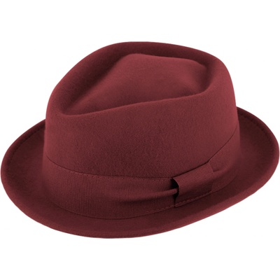 Fiebig since 1903 Trilby klobouk vlněný bordó s bordó stuhou Diamond Woolfelt