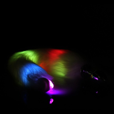 Ouch! Light-up Fox Tail with Metal Butt Plug White