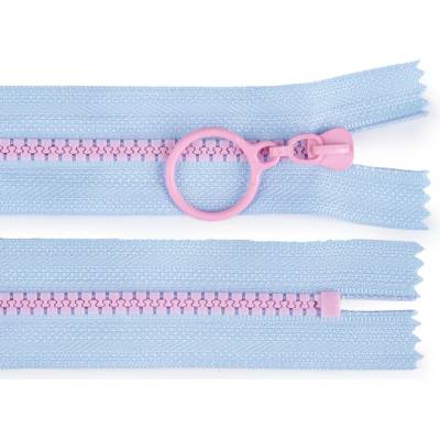 Kostěný zip barevný No 5 délka 15 cm s ozdobným jezdcem, malé, 8 (185) modrá světlá růžová světlá