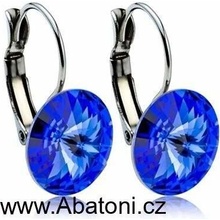 Swarovski Elements Rivoli vlepený krystal Ocelové náušnice visací modré kulaté 51031.3 Sapphire modrá královská