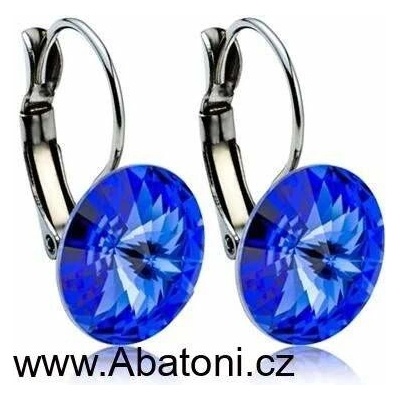 Swarovski Elements Rivoli vlepený krystal Ocelové náušnice visací modré kulaté 51031.3 Sapphire modrá královská