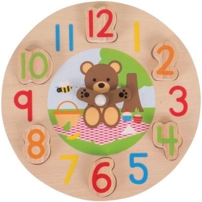Bigjigs Toys - Дървен образователен часовник-сортер - Меченце (BJ262)