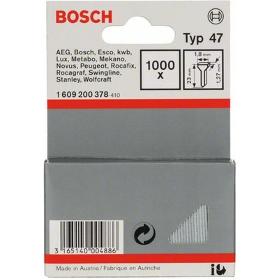 Nail type 47 1,8 x 1,27 x 23 mm 1000 ks Bosch Accessories 1609200378 Rozmery (d x š) 23 mm x 1.8 mm; 1609200378