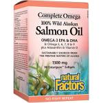 Natural Factors Salmon Oil 100% Wild Alaskan/ Дива сьомга (масло) от Аляска 1300 mg х 90 софтгел капсули Natural Factors (2265 NF)