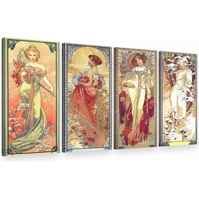 Obraz na plátne ŠTYRI ROČNÉ OBDOBIA 120x70 cm – Alfons Mucha - 120x70 cm