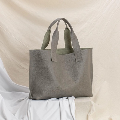 Ammyla kožená shopper kabelka Caroline sivá