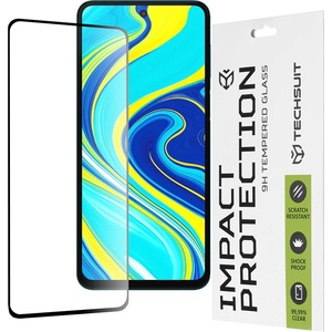 Techsuit Протектор за Xiaomi Redmi Note 9S / Note 9 Pro / Note 9 Pro Max - 111D Full Cover / Full Glue Glass - Черен