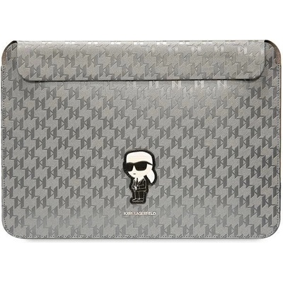 KARL LAGERFELD Karl Lagerfeld Saffiano Monogram Ikonik калъф за лаптоп, 14", сребрист