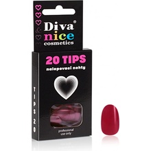 Diva & Nice Cosmetics Nalepovací umělé nehty TIPS 20 tmavě červená oval 04