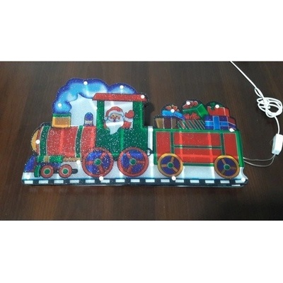 Vianočná multikolor LED dekorácia Santa a vláčikom 45 x 24 cm