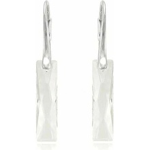 Swarovski Elements Queen Baguette krystal 25 mm Stříbrné náušnice visací bílé obdélníky 31278.1