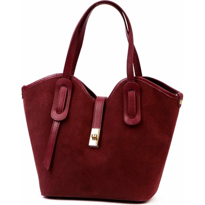 Luka dámská semišová shopper kabelka bordová přes rameno 25-006