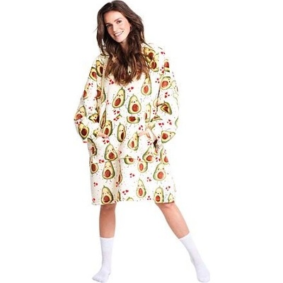 Noxxiez Hrejivá televízna mikinová deka s kapucňou pre teenagerov a dospelých Avokádo