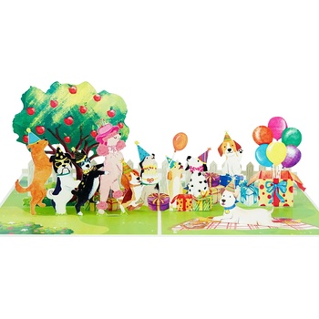 Kiriori Поздравителна картичка Kiriori Pop-up - Парти с кучета (13502)