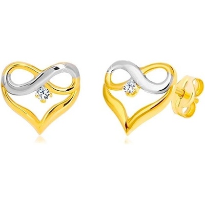 Šperky eshop Briliantové z kombinovaného zlata 585 kontura srdce symbol nekonečna BT504.29