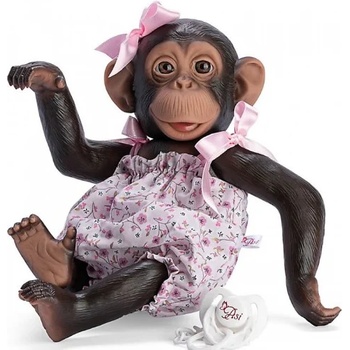 Детска играчка Asi Dolls - Бебе-маймунка Лола, с боди на цветя, 32 cm (606600)