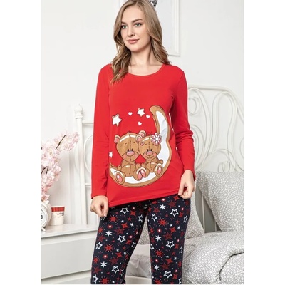 Пижама в червено и тъмносиньо с луна и мечета