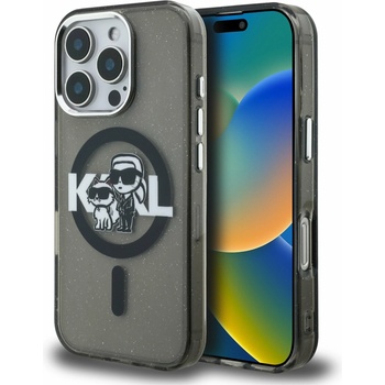 KARL LAGERFELD IML Брокат Karl и Choupette Скица MagSafe Заден Капак за iPhone 16 Pro - Черен Karl Lagerfeld | Lilav | ЖЕНИ | UNI