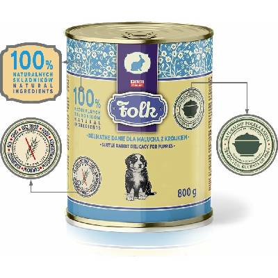 Folk Jemné jídlo pro štěně s králíkem mono 800 g